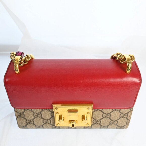 Authentic Gucci Padlock Red Logo Crossbody Bag bsj638-111325 - Picture 7 of 14